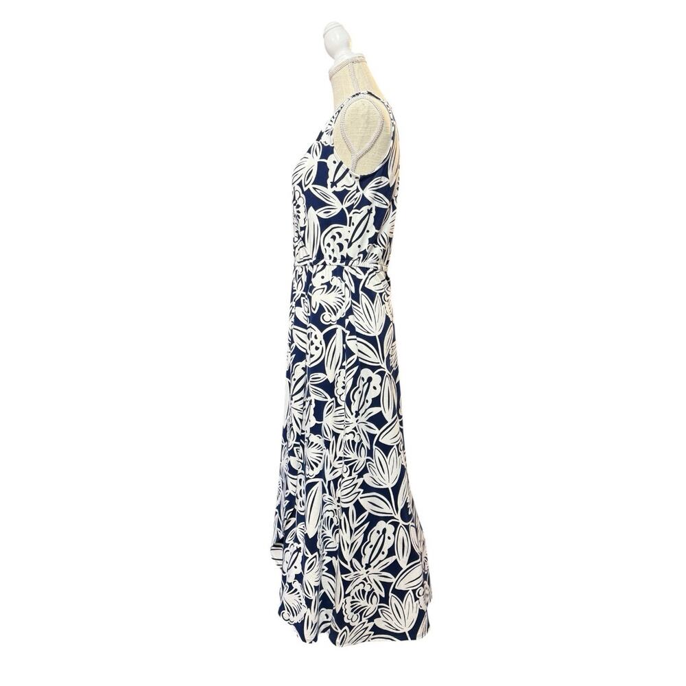 Talbots Dress Faux Wrap Maxi Tank Blue White Botanical Medium Petite Cotton Knit - Picture 6 of 16